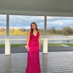 Hot pink sparkly prom dress worn once